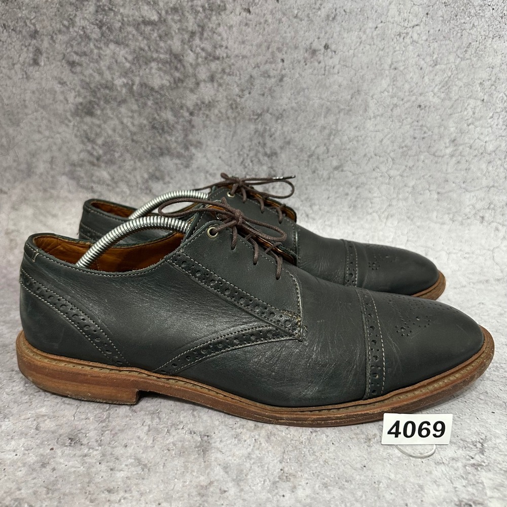 Allen Edmonds Bainbridge Derby Shoes Mens 11.5 Navy Blue Leather Cap Toe 8179